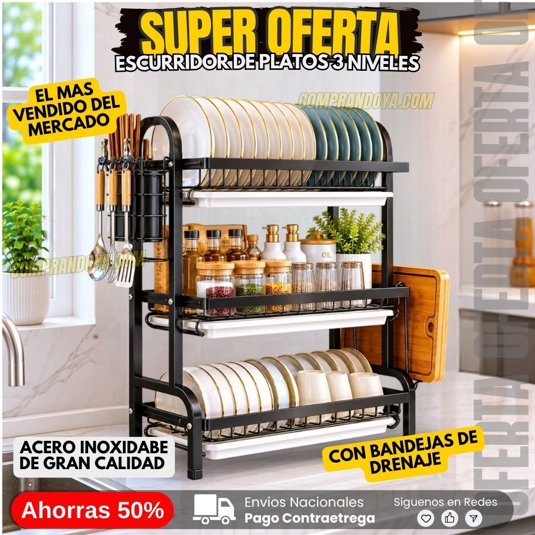 Escurridor 3 Niveles Escurridor de Platos Inoxidable tres niveles - Imagen 1