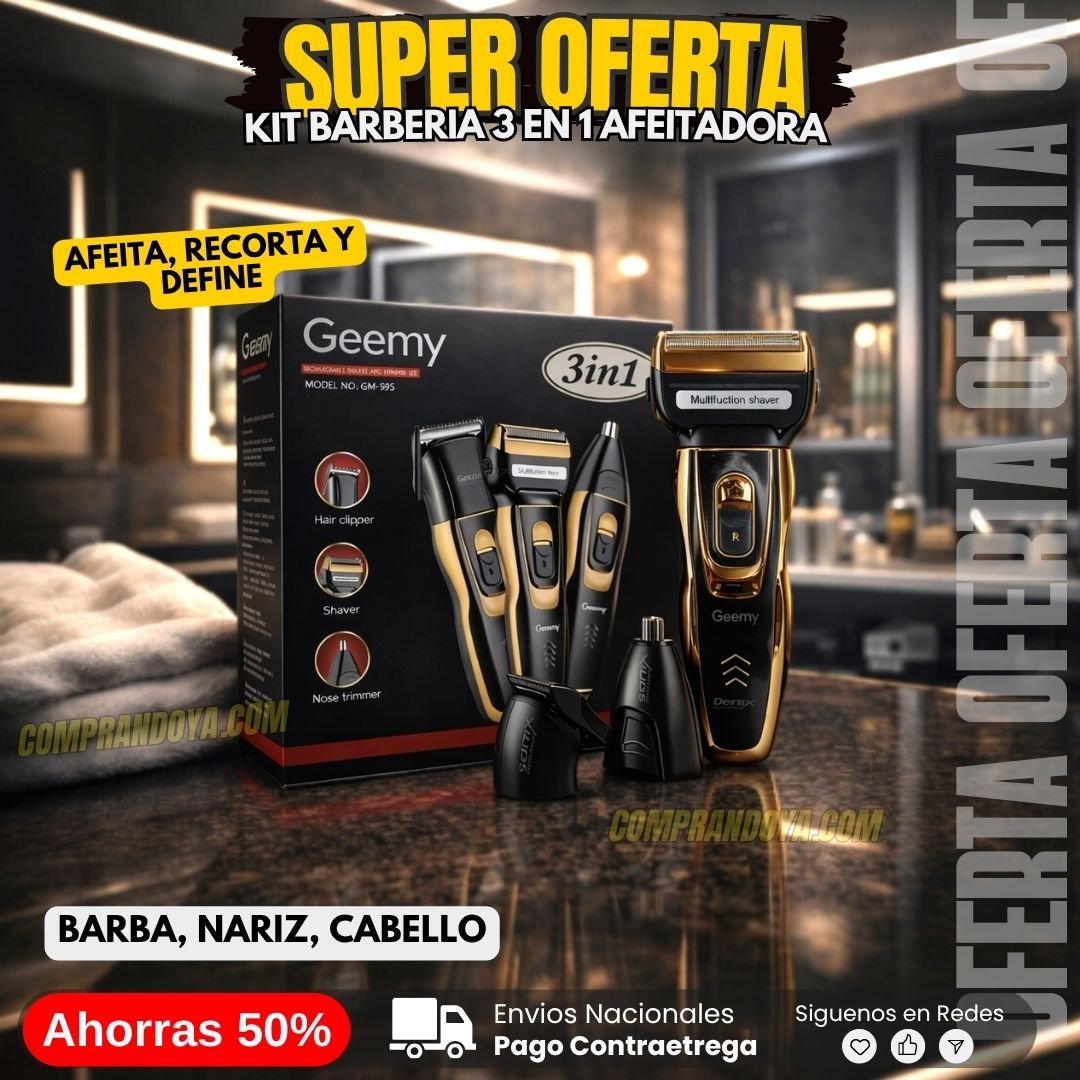 Geemy 3n1 IMG Kit Barberia Afeitadora 3 en 1 - Imagen 1
